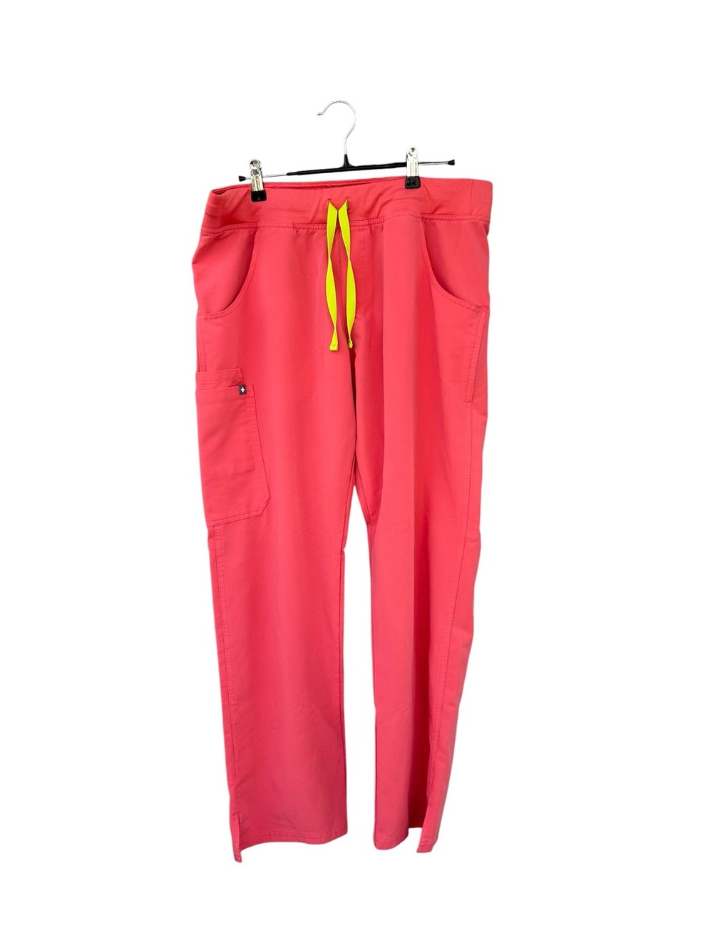 FIGS Kade Cargo Scrub Pants High-Waisted - PO #1758 - Hot Coral - Size Large